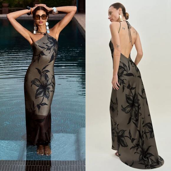 Reformation Zinna Satin Dress Isadora - Picture 1 of 15
